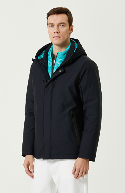 Slim Fit Siyah Süet Mont
