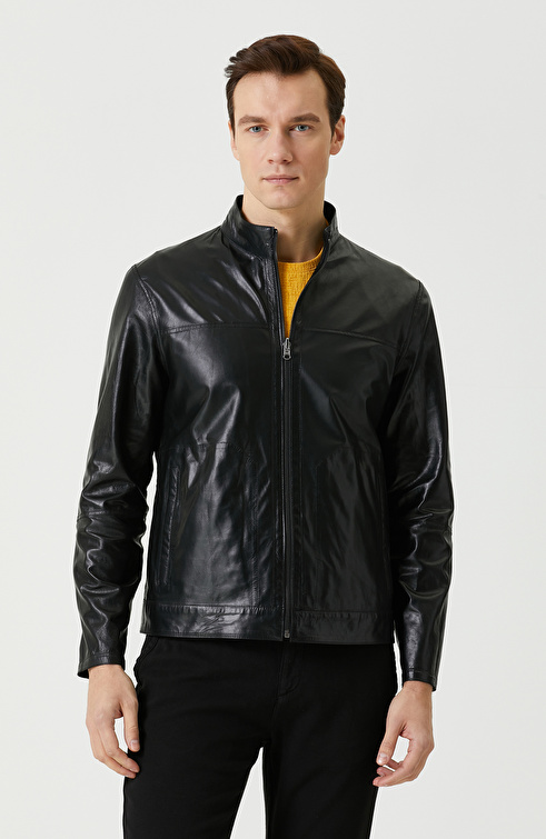 Slim Fit Siyah Süet Mont
