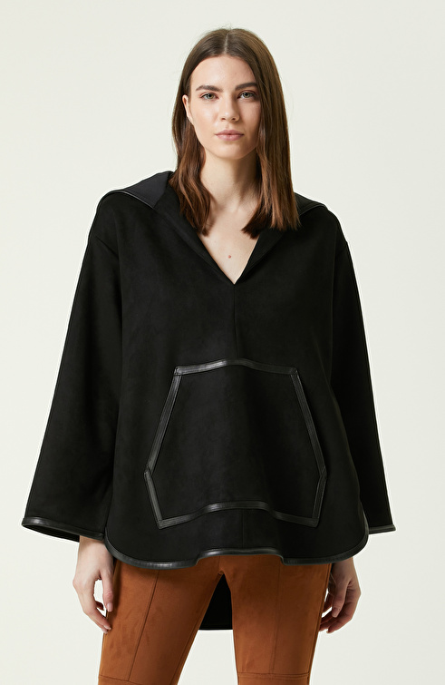 Slim Fit Siyah Süet Mont
