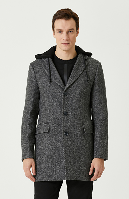 Slim Fit Siyah Süet Mont
