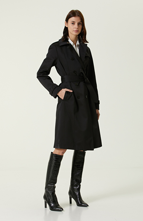 Slim Fit Siyah Süet Mont
