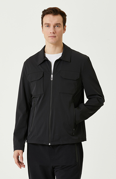 Slim Fit Siyah Süet Mont
