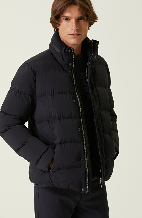 Slim Fit Siyah Süet Mont
